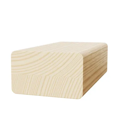 A rectangular block of light-colored wood with rounded edges and visible grain patterns.